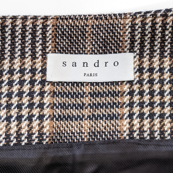 NWT Sandro Nona Brown Plaid Button Skirt Size 2 flawed - Picture 4 of 8